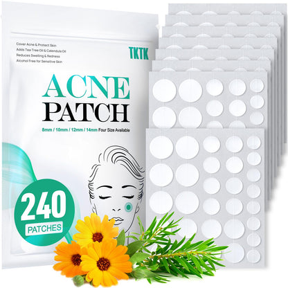 TKTK Pimple Patches for Face 4 Sizes Acne Patches Hydrocolloid Zit Patches